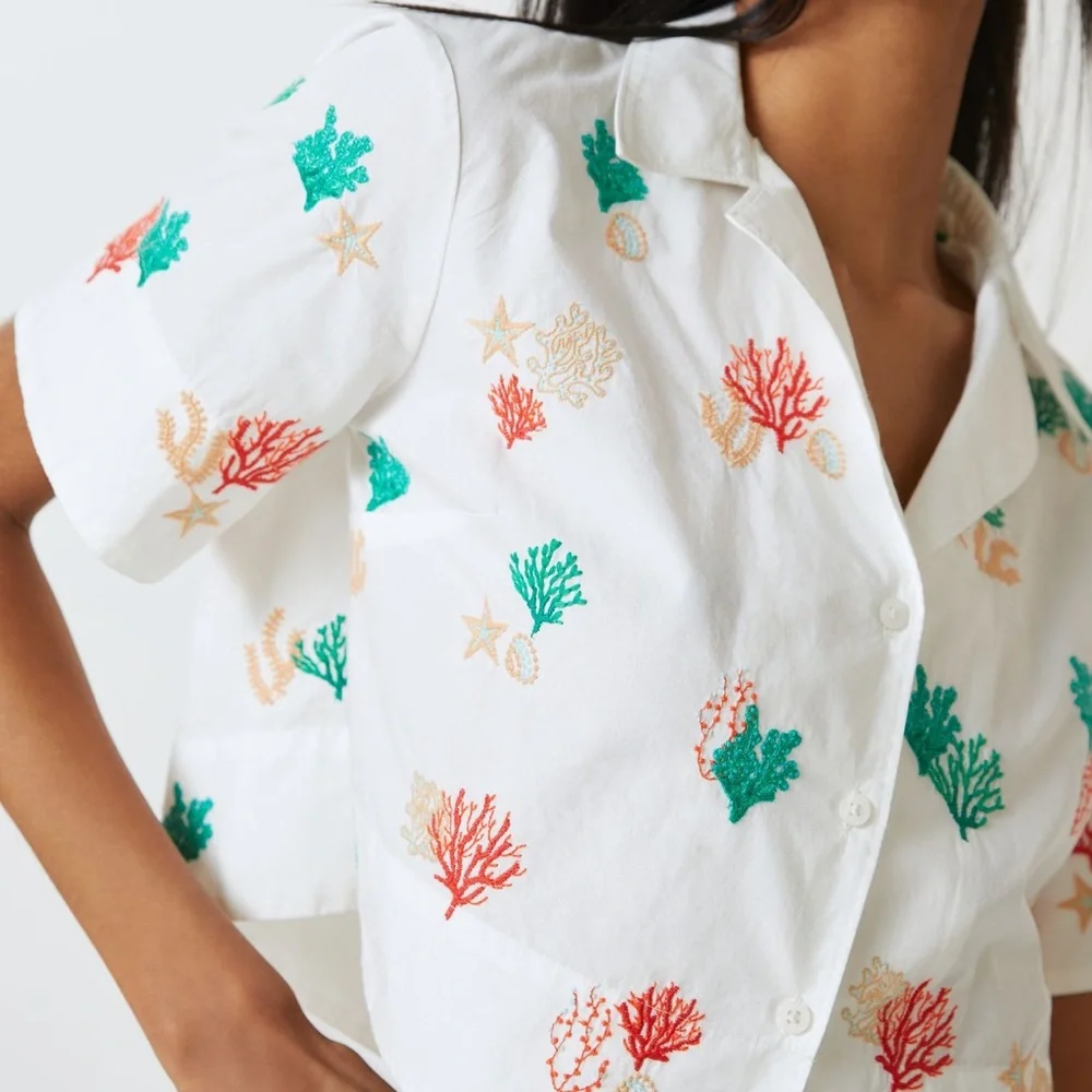 *Anthropologie Maeve Cropped Surf Shirt